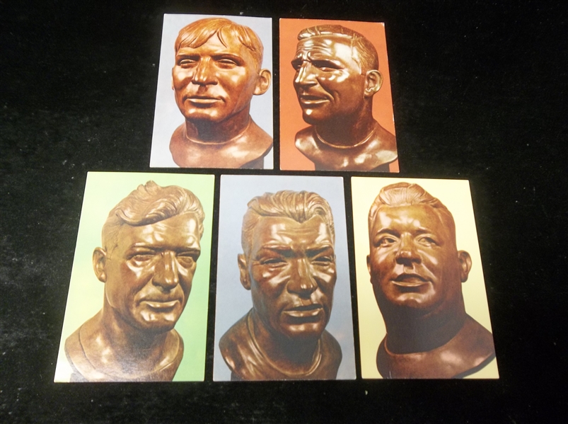 Late 60’s-Early 70’s? Pro Football HOF (Canton, OH.) Player Bust Postcards- 5 Diff.