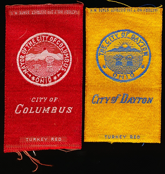 Late 1800’s Turkey Red Factory No. 7 3rd District City Crest Silks- 2 Diff. Ohio