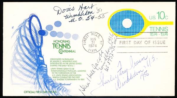 Autographed August 31, 1974 Honoring Tennis Centennial Cachet- Signed by 3 Diff. Women’s Grand Slam Tournament Winners
