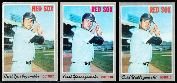 1970 Topps Bb- #10 Carl Yastrzemski, Red Sox- 3 Cards
