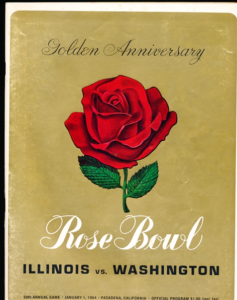 January 1, 1964 Rose Bowl College Ftbl. Program- Illinois vs. Washington