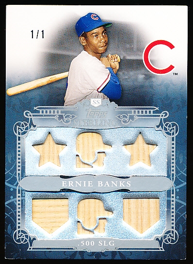 2010 Topps Sterling Baseball- Sterling Stats #SSR-40 Ernie Banks- 6 Sterling Silver Relics Card- 1 of 1