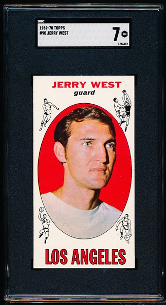 1969-70 Topps Basketball- #90 Jerry West, Lakers- SGC 7 (NM)