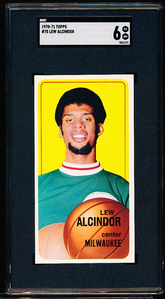 1970-71 Topps Basketball- #75 Lew Alcindor, Milwaukee- SGC 6 (Ex-Nm)