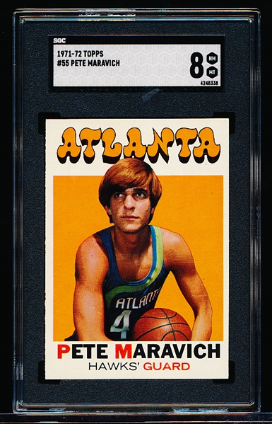 1971-72 Topps Basketball- #55 Pete Maravich, Atlanta- SGC 8 (Nm-Mt)