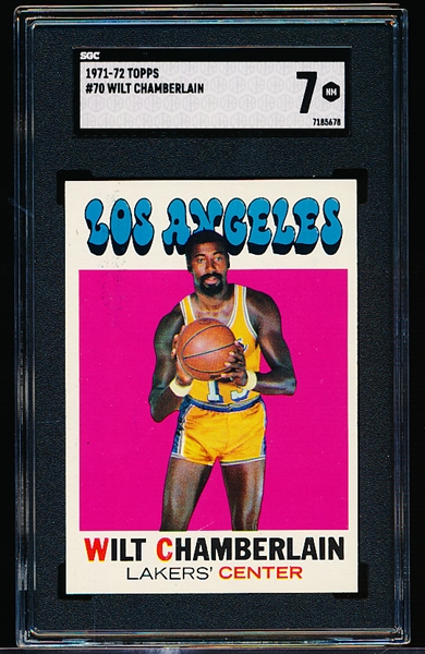 1971-72 Topps Basketball- #70 Wilt Chamberlain, Los Angeles- SGC 7 (NM)