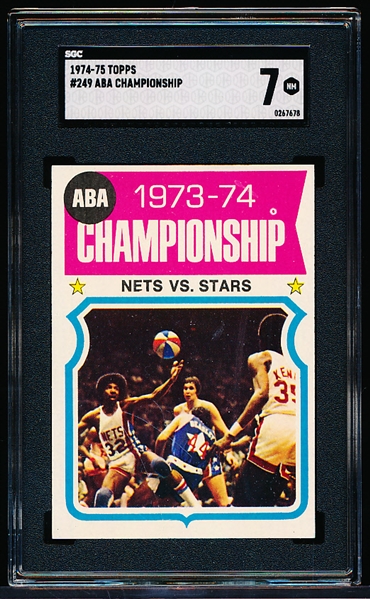 1974-75 Topps Basketball- #249 ABA Championship- Erving!- SGC 7 (NM)