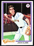 Autographed 1978 Topps Bsbl. #384 Jack Clark, Giants