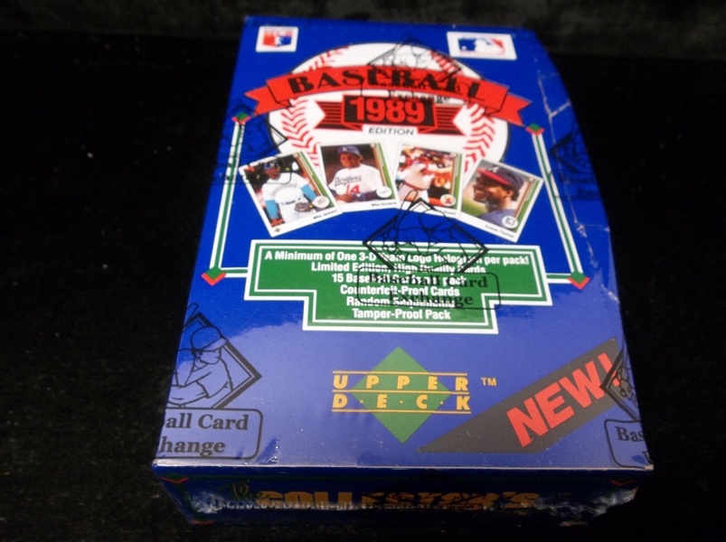 1989 Upper Deck Baseball- 1 Unopened Low Series Wax Box- Baseball Card Exchange (BBCE) Certified/ Cello Wrapped “From A Sealed Case”