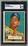 1952 Topps Baseball- #311 Mickey Mantle, Yankees- HI#- SGC 1 (Poor)