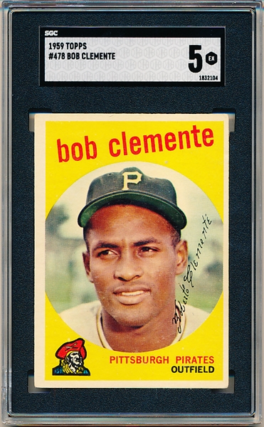 1959 Topps Baseball- #478 Bob Clemente, Pirates- SGC 5 (Ex)