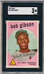 1959 Topps Baseball- #514 Bob Gibson, Cardinals RC- SGC 3 (Vg)- Hi#
