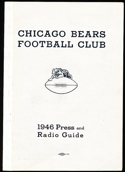 1946 Chicago Bears Football Press and Radio Guide