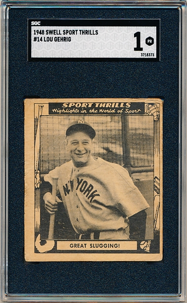 1948 Swell Sport Thrills- #14 Lou Gehrig- SGC 1 Poor