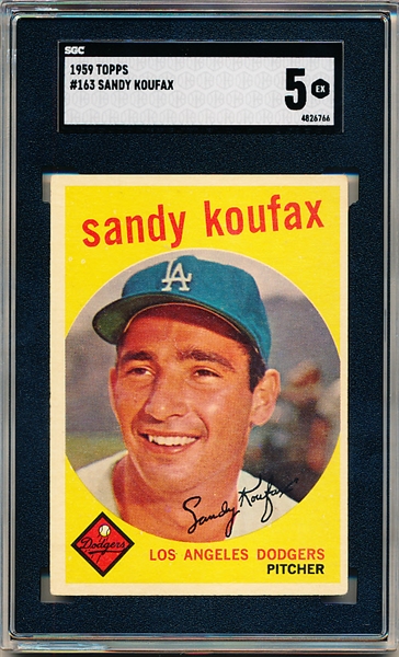 1959 Topps Baseball- #163 Sandy Koufax, Dodgers- SGC 5 (Ex)