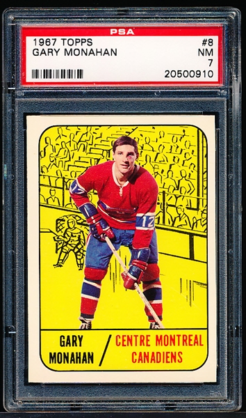1967-68 Topps Hockey- #8 Gary Monahan, Montreal- PSA NM 7