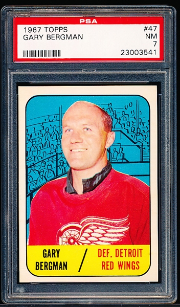 1967-68 Topps Hockey- #47 Gary Bergman, Red Wings- PSA NM 7