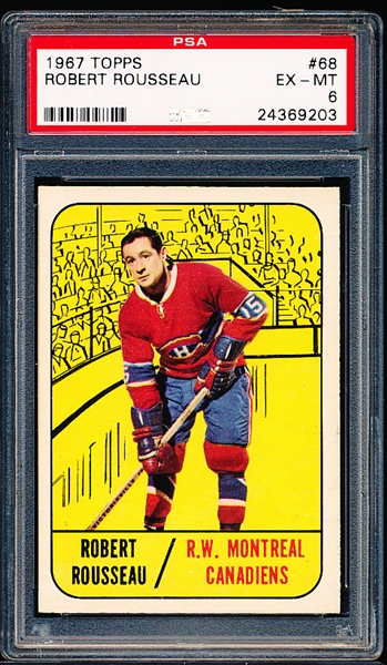 1967-68 Topps Hockey- #68 Robert Rousseau, Montreal- PSA Ex-Mt 6