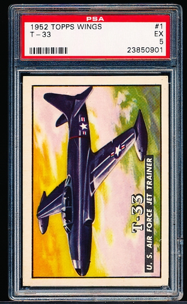 1952 Topps “Wings”- #1 T-33 US Air Force Jet Trainer- PSA EX 5