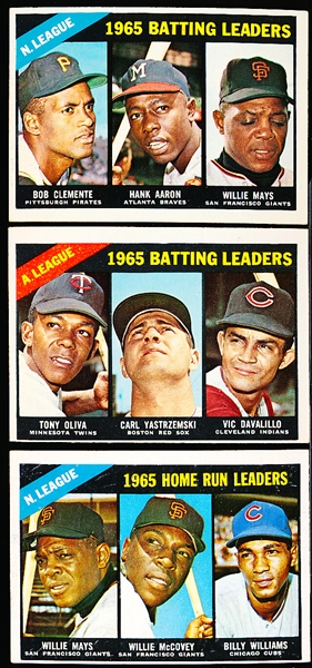 1966 Topps Baseball- 3 Diff Leader Cards