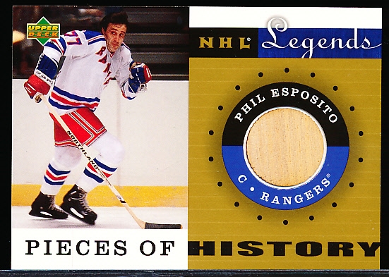 2001-02 Upper Deck Legends Hockey- “Pieces of History”- #PH-ES Phil Esposito, Rangers