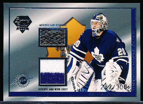 2003-04 Pacific Luxury Suite Hockey- #19 Ed Belfour, Maple Leafs- Stick/ Jersey Combo- #283/300