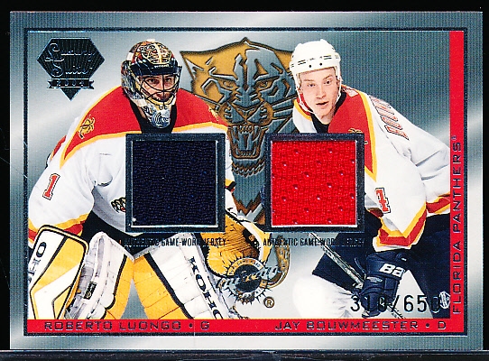2003-04 Pacific Luxury Suite Hockey- #36 R. Luongo JSY/ Bouwmeester JSY, Panthers- #310/650