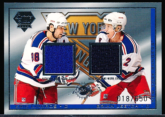 2003-04 Pacific Luxury Suite Hockey- #42 Eric Lindros JSY/ Brian Leetch JSY, Rangers- #018/650