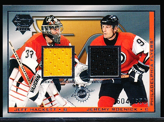 2003-04 Pacific Luxury Suite Hockey- #44 Jeff Hackett JSY/ Jeremy Roenick JSY, Flyers- #604/650