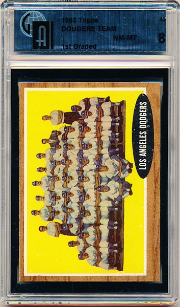 1962 Topps Baseball- #43 Los Angeles Dodgers Team- GAI 8 (Nm-Mt)