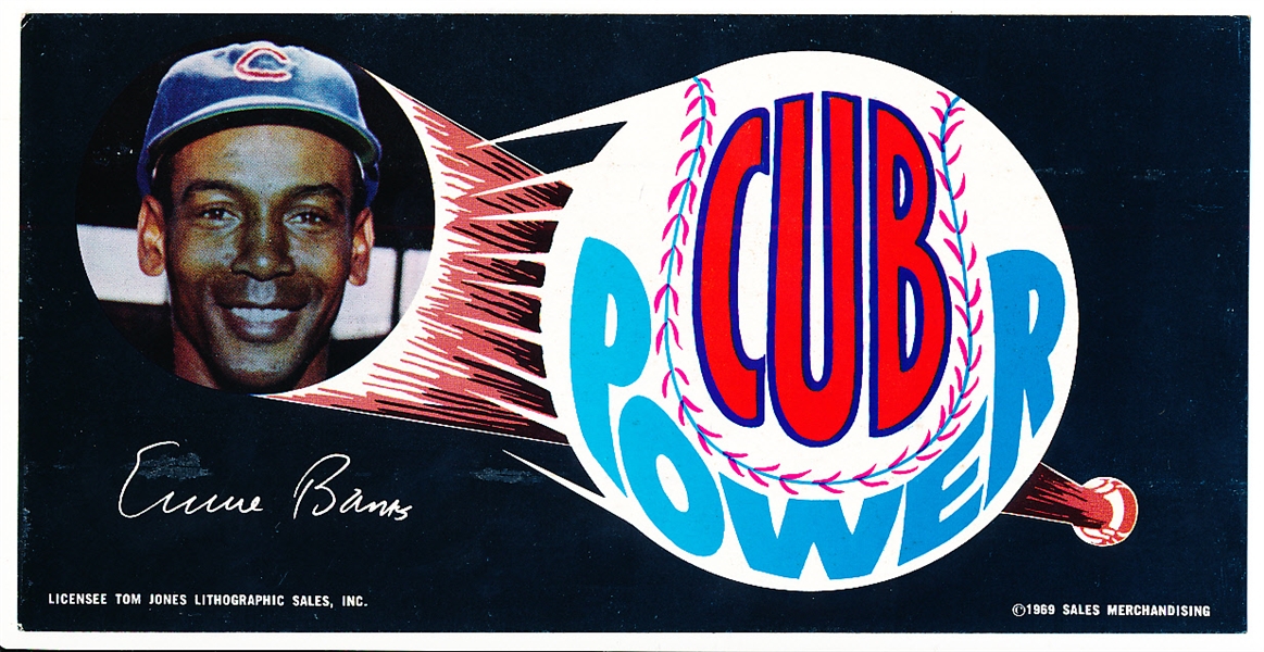1969 “Cubs Power” Bumper Sticker- Ernie Banks