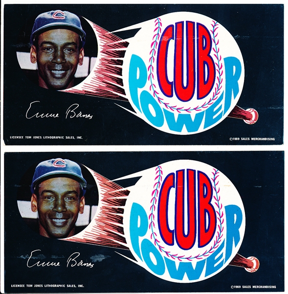 1969 “Cubs Power” Bumper Sticker- Ernie Banks- 2 Bumper Stickers