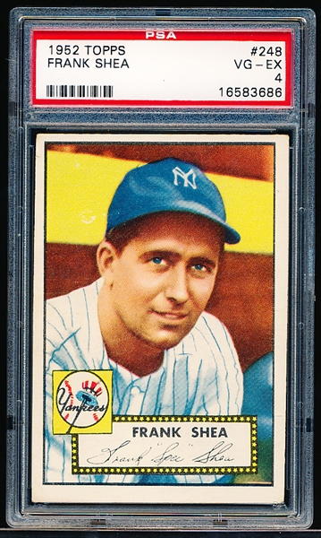 1952 Topps Baseball- #248 Frank Shea, Yankees- PSA Vg-Ex 4