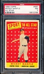 1958 Topps Baseball- #487 Mickey Mantle All Star- PSA NM 7