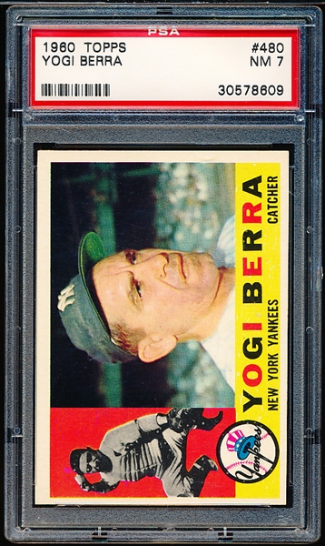 1960 Topps Baseball- #480 Yogi Berra, Yankees- PSA NM 7