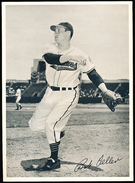1949 Cleveland Indians 6-1/2” x 9” Team Issue- Bob Feller