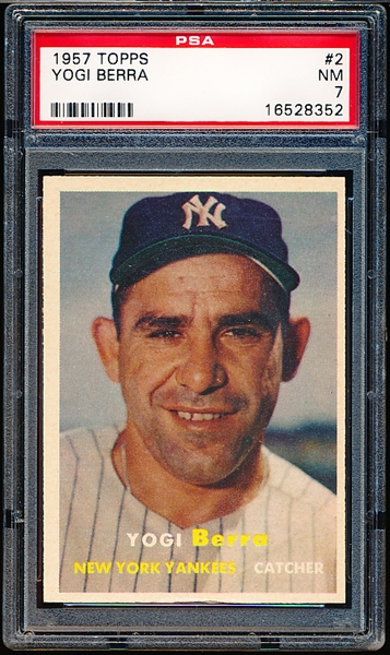 1957 Topps Baseball- #2 Yogi Berra, Yankees- PSA NM 7 