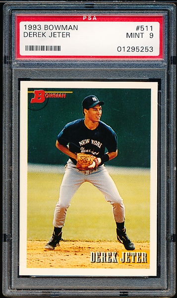 1993 Bowman Baseball- #511 Derek Jeter RC, Yankees- PSA Mint 9