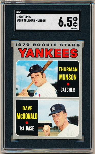 1970 Topps Baseball- #189 Thurman Munson RC- SGC 6.5 (Ex-Nm+)
