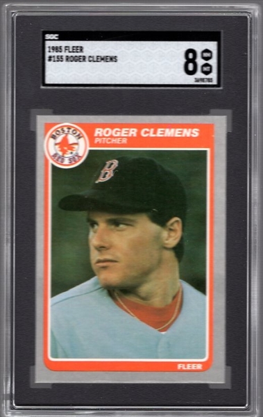 1985 Fleer Baseball- #155 Roger Clemens, Red Sox- SGC 8 (Nm-Mt)