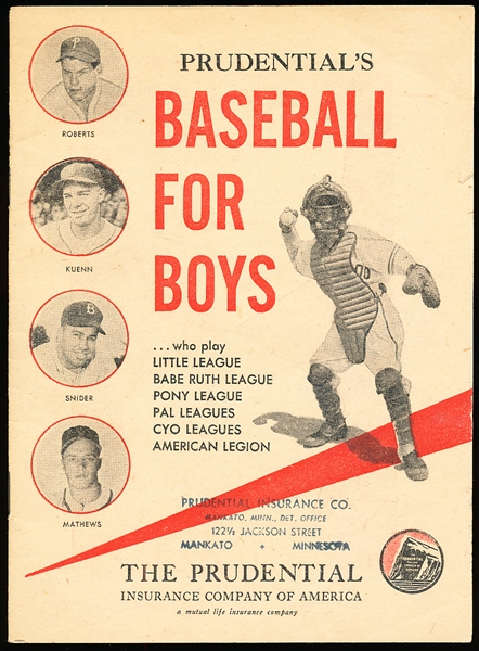 1955 Prudential “Baseball For Boys”- 30 Page Booklet
