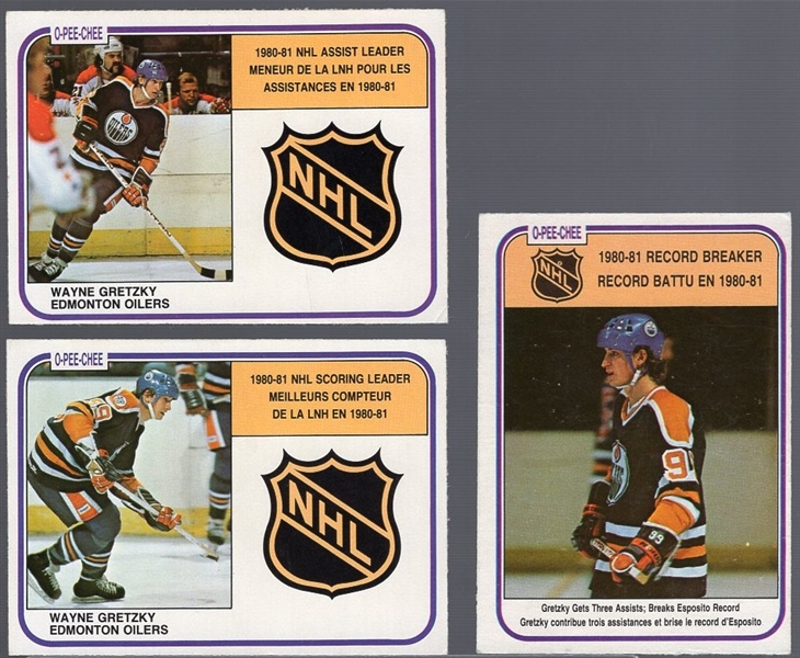 1981-82 O-Pee-Chee Hockey- 3 Diff. Wayne Gretzky Subset Cards
