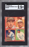 1935 Goudey 4 in 1 Baseball- #1H Schuble/ Marberry/ Goslin/ Crowder (Detroit Tigers)- SGC 2.5 (Good+)