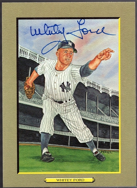 Autographed 1985 Perez-Steele BB HOF Great Moments- #5 Whitey Ford, Yankees