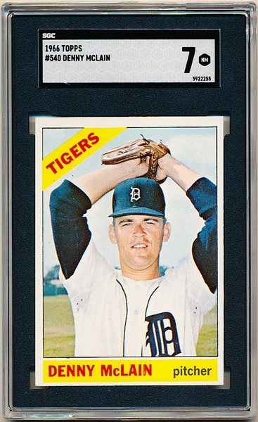1966 Topps Bb- #540 Denny McLain SP, Tigers- SGC 7 (NM)- High Number