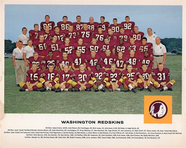 1962 Tang NFL Team Photos- Washington Redskins