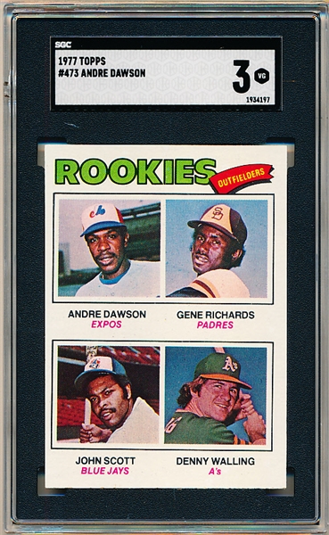1977 Topps Baseball- #473 Andre Dawson RC- SGC Graded VG 3