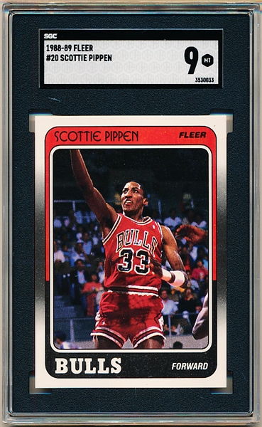 1988-89 Fleer Basketball- #20 Scottie Pippen RC, Bulls- SGC Graded MT 9