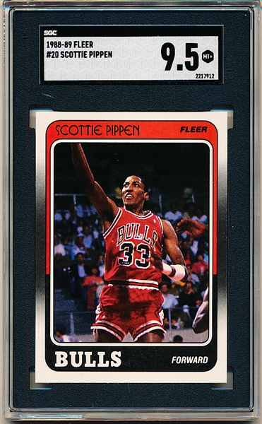 1988-89 Fleer Basketball- #20 Scottie Pippen RC, Bulls- SGC Graded MT+ 9.5