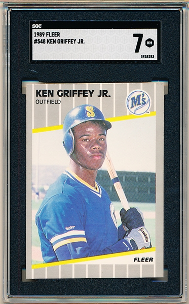1989 Fleer Baseball- #548 Ken Griffey Jr. RC, Mariners- SGC Graded NM 7